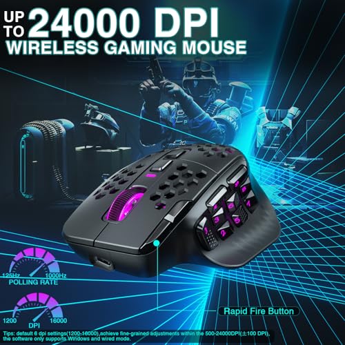 SOLAKAKA SM809 Pro MMO Gaming Mouse with 9 Side Buttons,24000 DPI RGB Mouse for Gamer,16 Programmable Macros MMO Mouse,Black - color: 1-black
