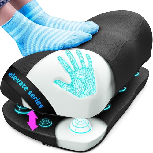 Everlasting Comfort Cloud Foot Rest for Under Desk at Work | Pressure Point Massage Nodes, Ergonomic Memory Foam Design, Washable Cover, Non-Slip, Rocking, Gaming/Home/Office, Elevation - color: Black Footcloud, size: Standard - Adjustable