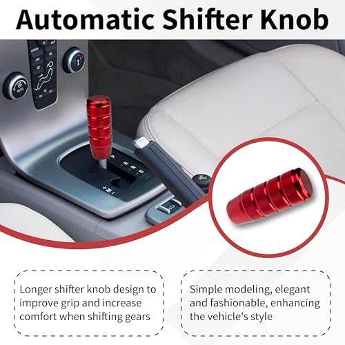 ecocstm Car Shifter Knob, Aluminum Gear Shift Style Knobs, Car Accessories | 3.74" Shift Knob with 3 Threaded Adapters M8 M10 M12 x 1.25 Fit Universal Manual Transmission, Automotive, Trucks (Red) - color: Red
