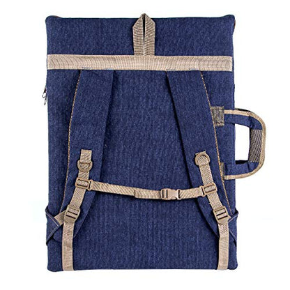 TRANSON Art Portfolio Case Artist Backpack Canvas Bag Large 26” x 19.5” - color: Navy Blue