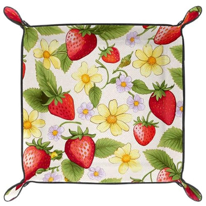 Strawberry and Floral Dice Tray Dice Rolling Tray Folding Dice Holder for Dice Games, Like RPG, DND and Other Table Games - color: Multi 8