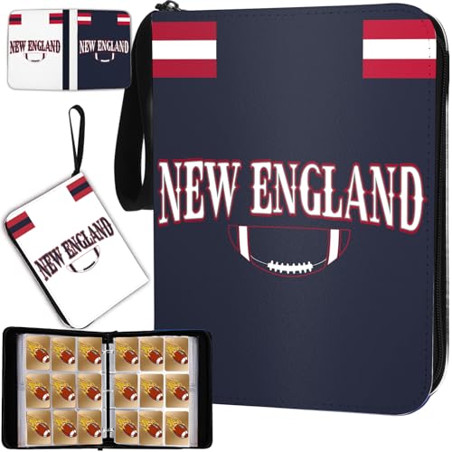 Football Card Binder with Sleeves 900 Pocket, New England Football Card Holder for Trading Cards Sports Card 3 Ring Binder Folder Collector Album Storage Book Case Kids Boys Girls Gift - color: XYGLAGZ Navy, size: 900