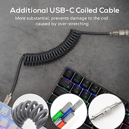 RK ROYAL KLUDGE RK61 60% Mechanical Gaming Keyboard with Coiled Cable, 2.4Ghz/Bluetooth/Wired, Wireless Bluetooth Mini Keyboard 61 Keys, RGB Hot-Swappable Red Switch, Ergonomic Design - Black - color: Black, size: Hot-swappable Red Switch