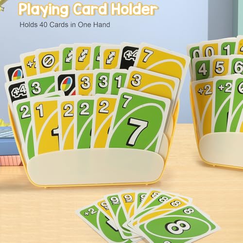 Playing Card Holders, 4 Pack Hands-Free Card Stands | 3-layer slanted card trays for adults, seniors, poker, bridge, canasta, travel, and tabletop game nights