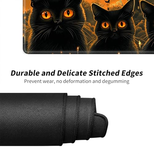 Three Black Cats for MTG & TCG Playmat Mouse Pad,BFDHGQZC 24" x 14" Game Mat for MTG/RPG/CCG Trading Card Game Playmats Table Mat Perfect for Card Games Video Games Computer Office - color: Three Black Cats
