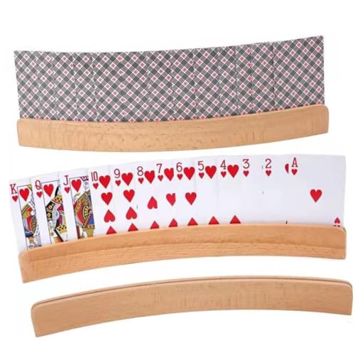 Mobestech Wooden Playing Card Holder Practical Game Cards Organizer Stand for Easy Storage for Poker and Family Games Wooden Base