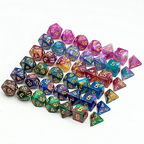 6 Sets DND Dice Polyhedral Dice Set (42pcs) with 1 Large Leather Bag, D&D Die Set for Dungeons and Dragons, RPG Table Games. (6Sets/42Pcs) - color: 6sets/42pcs