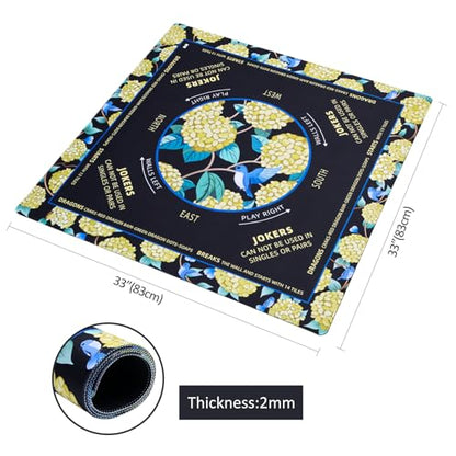 TIASUSAN American Mahjong Learning Mat (Black, 33” x 33”) with Carrying Bag, Anti-Slip, Noise-Reducing Mahjong Mat for Table - color: Black