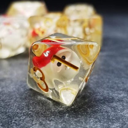 Sage's Portal Familiars and Reagents Resin DND Dice Set Polyhedral Dice Set for Dungeons and Dragons RPG Tabletop TTRPG (Jolly Santa) - color: Jolly Santa