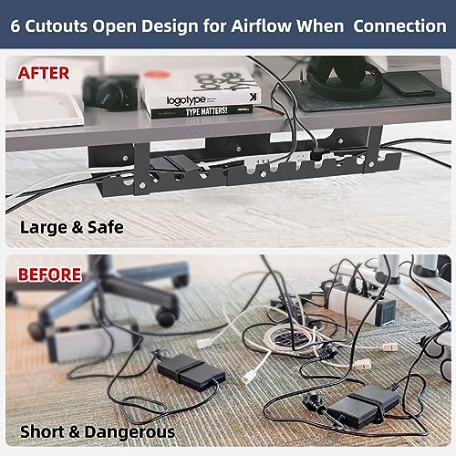 2 Pack Cable Management Under Desk Tray,Adjustable Length(15.7”-31.4”) Large Cord Organizer for Wire Management Tray,Under Table Cord Wire Organizer for Home,Office,Computer Desk