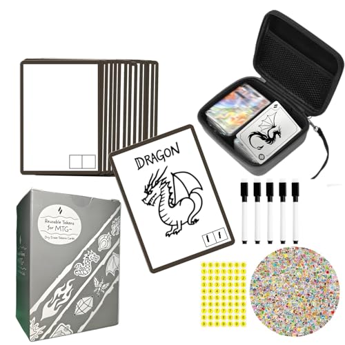 100pcs Reusable Dry Erase Cards for MTG Tokens with 8pcs Markers & Random Srickers & Random Travel Case for MTG/PTCG/TCG Custom DIY Tokens Proxy Card Board Games Accessories - color: White