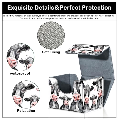 Card Deck Box for MTG Trading Cards with Magnetic Closure,Premium Card Storage Box Case Cover for TCG CCG Magic Cards,Cow Family - color: Cow Family