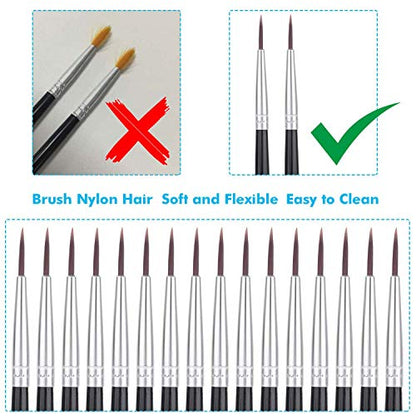 Miniature Detail Paint Brushes, Anezus 30 Pcs Paintbrushes Small Watercolor Artists Paint Brushes for Acrylics Oil Model Craft Nail Detail Painting, Size 00 - size: #00