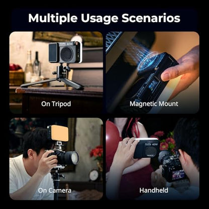 SmallRig RM 40C Mini LED RGB Video Light, 4800mAh Battery, LCD Display, Portable Camera Light for Tiktok Youtube Content Creators Photographer Gifts, 2500K-10000K CRI 96 TLCI 99, Magnetic Mount - 5359 - color: 40C RGB