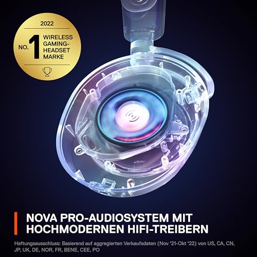 SteelSeries Arctis Nova Pro Wireless Multi-System Gaming Headset - Premium Hi-Fi Drivers - Active Noise Cancellation - Infinity Power System - Stealth Retractable Mic - PC, PS5/PS4, Switch, Mobile - color: Black, style: PC