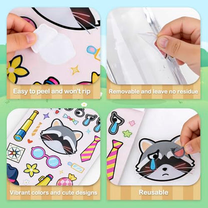 Make a Face Stickers for Kids, 10 Cute Animal Sticker Sheets and 1 Scene Card, Mess-Free DIY Classroom Activities, Goodie Bag Stuffers, Party Favors, Removable and Repositionable - style: Zoo