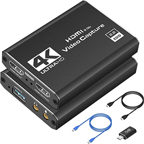 Capture Card 4K Video HDMI to USB 3.0 | for Video Streaming 1080P 60FPS Device Work for PS5/PS4/Switch 2/Xbox/PC/Camera/OBS, Game Screen Recorder Streaming Equipment