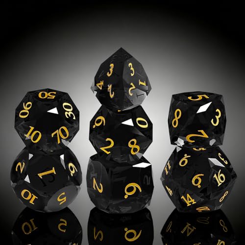 Crystal Polyhedral Dice Set for DND (7-Piece) - Hand-Polished Gemstone Gaming Dice for Dungeons and Dragons & Tabletop RPGs, with Gift Case - color: Sj-006
