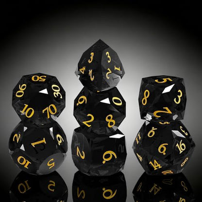 Crystal Polyhedral Dice Set for DND (7-Piece) - Hand-Polished Gemstone Gaming Dice for Dungeons and Dragons & Tabletop RPGs, with Gift Case - color: Sj-006