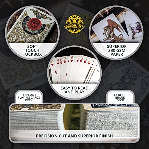 Medieval Playing Cards with Unique Seal and Free Card Game eBook, Stand Out with Cool Poker Cards, Black Deck of Playing Cards, Unique Illustrated Designs for Kids & Adults, Playing Card Decks - color: Gold