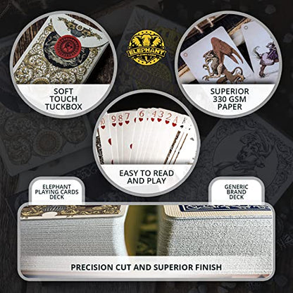 Medieval Playing Cards with Unique Seal and Free Card Game eBook, Stand Out with Cool Poker Cards, Black Deck of Playing Cards, Unique Illustrated Designs for Kids & Adults, Playing Card Decks - color: Gold