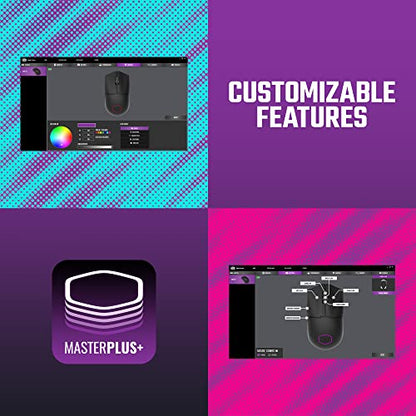 Cooler Master MM712 Wireless Gaming Mouse White with Adjustable 19,000 DPI, 2.4GHz and Bluetooth, Ultraweave Cable, PTFE Feet, RGB Lighting and MasterPlus+ Software - style: MM712 Wireless White