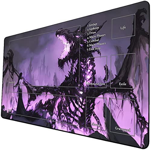 Dragon Playmat for TCG 24 x 14 inches Trading Card Playmats with Storage Bag Smooth Rubber Surface Battle Board Game - color: Zombie Dragon With Zones5