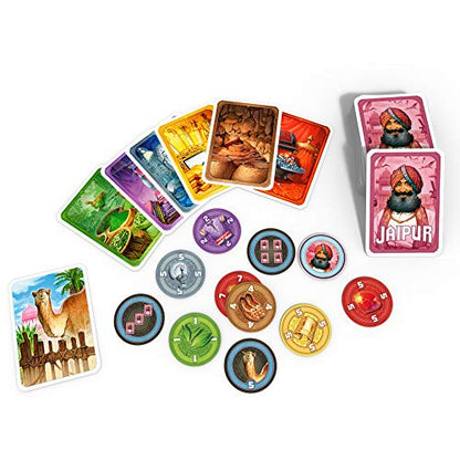 Jaipur Board Game - 2-Player Trading Card Strategy for Adults & Families, Fast-Paced Merchant Duel, Adult Board Games, Fun for Adults, 2 Players, Ages 10+, 30 Minute Playtime | For quick duels, trade goods for top rupees, Fast-paced timing in a 2-player f