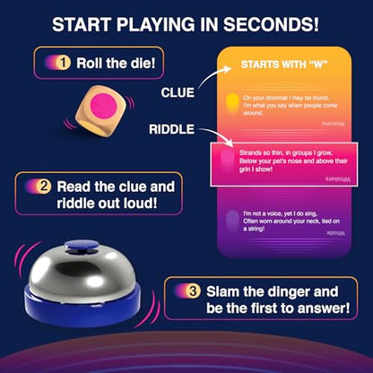 Dare to Ding – Game of Riddles & Reflexes, Guess the Riddle Game, 3 Levels | Fast-Paced Card Game, 450+ Riddles, Family-Friendly Game for Teens, Families & Adults, Gift for Ages 10 & Up, 3–8 Players