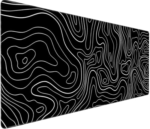 Professional Extended Gaming Mouse Pad - 31.5" x 15.7" Large Desk Mat with Stitched Edges, Waterproof Coating Non-Slip Rubber Base for Gamers Esports Pros Office Home, Black White - color: Black white, size: 31.4L x 15.7W inches