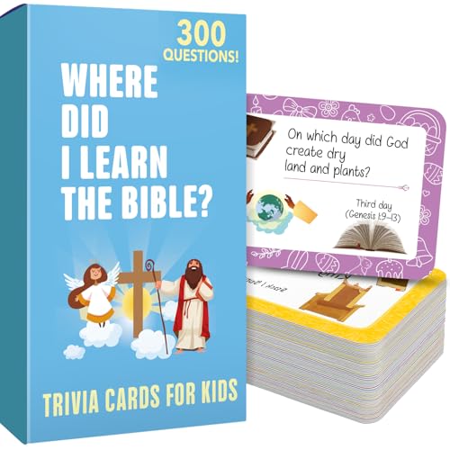 Quokka Trivia Game for Families - Fun Educational Trivia Cards | Bible Game with 300 Engaging Card Questions - Christian Kids Games for Sunday School and Homeschool to Learn About Scripture - color: Blue