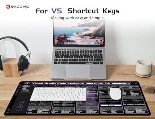 excovip Commands Shortcuts Mouse Pad for Visual Studio-80x30x0.2 cm Extended Large Cheat Sheet Mousepad PC Office Spreadsheet Keyboard Mouse Mat Non-Slip Stitched Edge 0472 - color: for Visual Studio