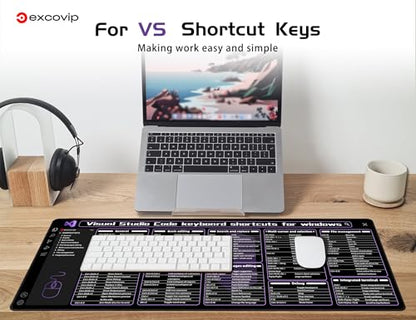 excovip Commands Shortcuts Mouse Pad for Visual Studio-80x30x0.2 cm Extended Large Cheat Sheet Mousepad PC Office Spreadsheet Keyboard Mouse Mat Non-Slip Stitched Edge 0472 - color: for Visual Studio