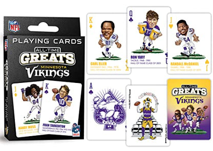 Masterpieces NFL Minnesota Vikings Playing Cards, Officially Licensed All Time Greats Deck, Premium Team Collectible Game Night Poker Play, MN Vikings Gifts Fans and Collectors, Tailgate Entertainment - style: Minnesota Vikings