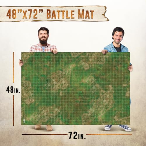 Melee Mats Wargaming Battle Mat, 48"x72" - Terrain for Warhammer 40K, Dungeons and Dragons, Tabletop RPG, Miniatures & Strategy Games - Durable Vinyl Map - color: Grasslands+grids, size: 48"x72