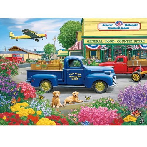 300 Piece Puzzles for Adults Kids,Large Piece Truck Country Store Puzzles | Vintage Pickup Floral Dog Town Puzzles for Kids,Gifts for Family Adult Friends,Challenging Puzzle for Seniors,20.5*15 in - color: Store