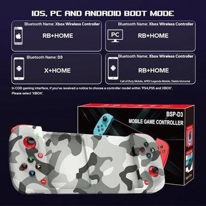 Megadream Mobile Game Controller Gamepad for iPhone iOS Android PC: Works with iPhone 16/15/14/13/12/11, iPad, Samsung Galaxy, TCL, Tablet, Call of Duty, Minecraft - Directly Play (Camouflage) - color: Camouflage