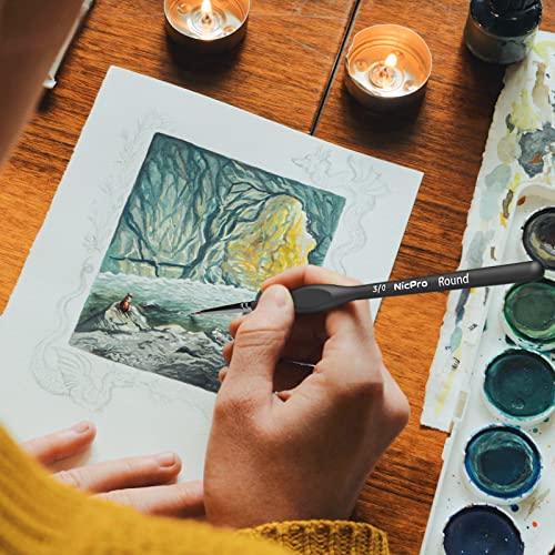 Nicpro 15 Pack Miniature Painting Set, Fine Detail Paint Brushes for Models, Acrylic Watercolor Oil, Ceramic, Shoe, Art Figure Paint by Number - Thin Artist Kit Nylon Holder - size: 15 PCS