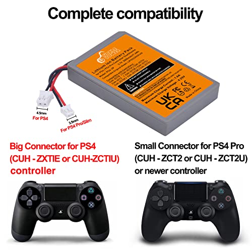 Pickle Power 2 Pack 2000mAh PS4 Controller Battery Replacement for Sony PS4/PS4 Pro/PS4 Slim PlayStation 4 Dualshock 4 Controller CUH-ZCT1E CUH-ZCT1H CUH-ZCT1U CUH-ZCT2 CUH-ZCT2U
