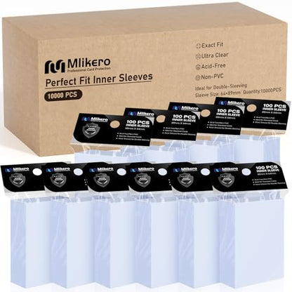 10000 Pack Card Sleeves, Perfect Fit Inner Sleeves Ideal for Double-Sleeving, Trading Card Sleeve Compatible with MTG, TCG, Gaming Cards - color: Clear, size: 10000 Pack