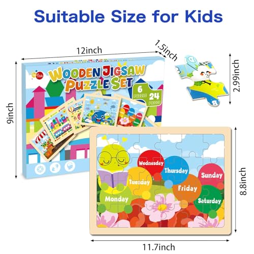 Montessori Wooden Puzzles for Toddlers 3-5, 6 Packs 24Pcs Solar System Learning Toys, Educational Preschool Puzzle Set, Toys for Kids Age 3 4 5 6 7 8, Birthday Gift for Boys Girls（Season） - style: Seasons