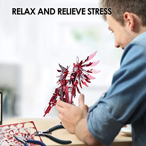 Piececool 3D Metal Puzzles for Adults, Thundering Wings Figure Mecha Model Kits Steel Metal 3D Model Building Kit, Brain Teaser DIY for Teens Man Woman, 215 Pcs - color: Titan