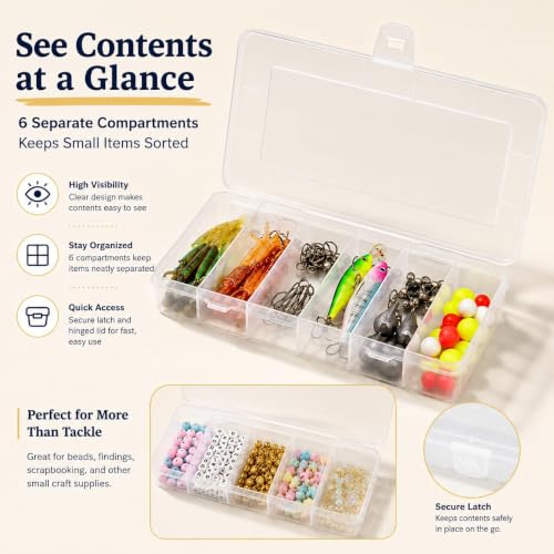 10 Pcs Clear Tackle Box Organizer, Small Tackle Box, Transparent 8.2 x 4.6 x 1.3 in Plastic Storage Cases for Fishing Gear, Beads, Screws and Crafts
