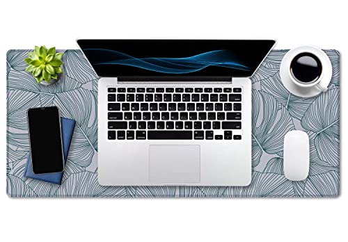 SSOIU Line Drawing Leaves XXL Green Gaming Mouse Pad - 35.5x15.7 Inch, Extended Size - color: Monstera Leaves