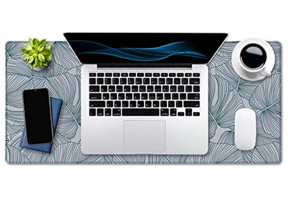 SSOIU Line Drawing Leaves XXL Green Gaming Mouse Pad - 35.5x15.7 Inch, Extended Size - color: Monstera Leaves