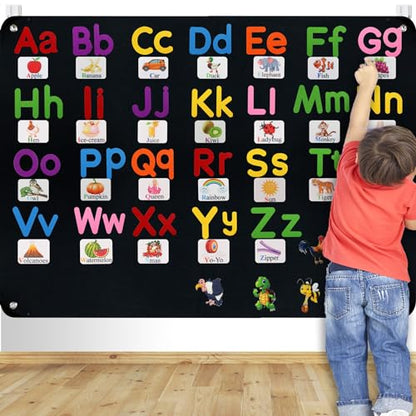 Craftstory 130 Pcs Alphabet Learning Toys Letters-Felt Montessori Board for Toddlers with Flashcards Preschool Phonics Vocabulary Activities Educational Toys for 3 Year Old