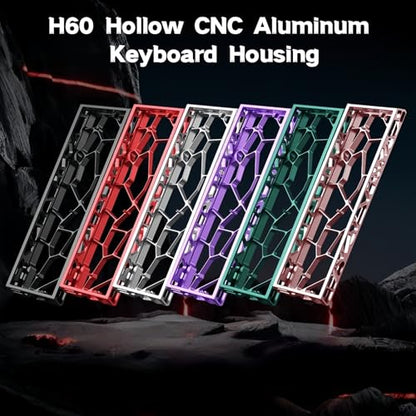 H60 Hollow Aluminum Keyboard Case,60% Compact Customized Mechanical Gaming Keyboard Housing Compatible with Wooting60/Win60/GH60/MADLIONS MAD 60 HE 61Keys Barebones Keyboards DIY (Red) - color: Red
