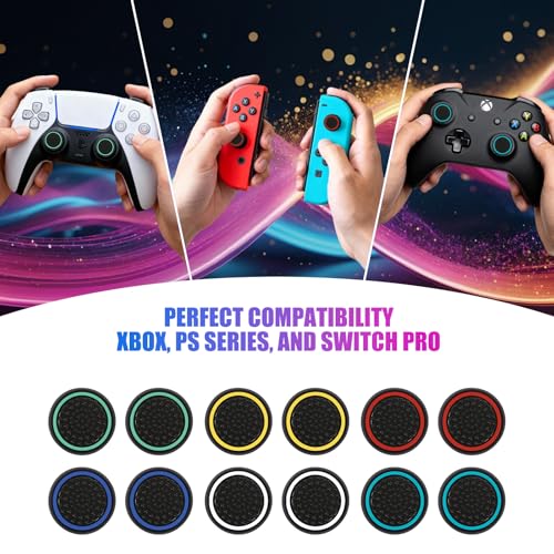Thumb Grips Joystick Caps for PS4/PS5/XBOX Controller, Silicone Joystick Caps Ps5 Controller Grip with Anti-Stickiness, Anti-Slip, Anti-Fingerprint(12 pcs)