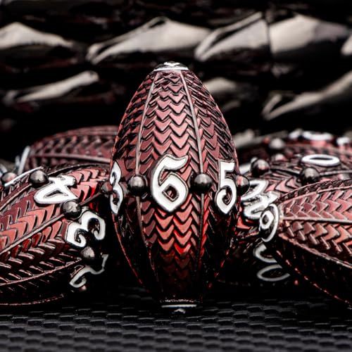 ARUOHHA DND Metal Dice Black Red Dragon Egg Dice with Rotating Dragon Egg Shell, Role Playing Game RPG Polyhedral D and D Dice Set D20 D12 D10 D8 D6 D4 - color: Black Red