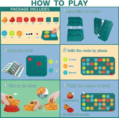 burgkidz Montessori STEM Toys for Kids: Logical Road Builder Board Game | 180+ Brain Teaser Puzzles on 8 Mega Boards - Develops Logic Skills for Preschoolers - Montessori Gifts for Boys Ages 3-8 - size: large size